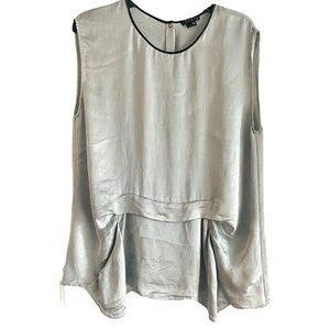 Theory Silvery Green Sleeveless Blouse Sz L